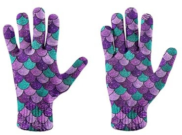 DELIGUO Thermo-Strickhandschuhe – Unisex-Herbst-Winter-Touchscreen-Handschuhe, Bunter Geometrie-Druck, Gestrickter Sport-Fäustling, Stretch-Fahrrad, Fünf-Finger-Handschuhe, Stil 1, Einheitsgröße