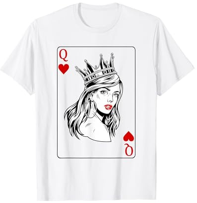 Königin der Herzen Spielkarte Kostüm Damen Herren Lustig T-Shirt