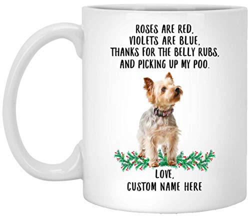 Kaffeebecher Australian Silky Terrier Gold Silber Rosen Sind Rot Veilchen Sind Blau Personalisierter Name Weiß Bürotasse Premium Weihnachtstasse Lustig Keramik-Tasse Für Freunde Familie 330Ml