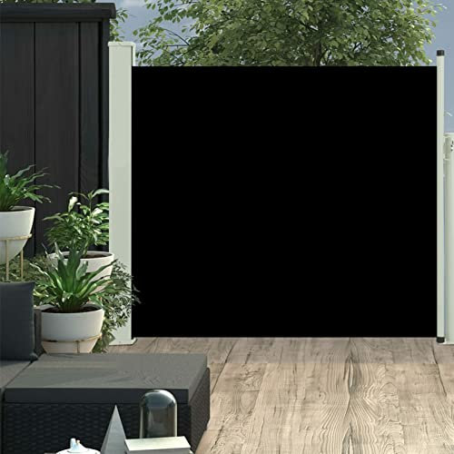 Rantry Casa Seitenmarkise, einziehbar, 100 x 300 cm, schwarz, seitlicher Sichtschutz, Vorhänge für seitliche Pavillons, einziehbare Markise, Markise für Balkon, Außenvorhang für Privatsphäre zu Hause