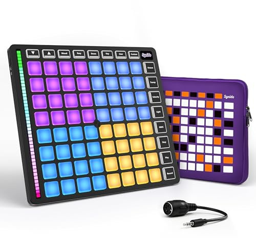 Synido MIDI Controller 64 Pad, TempoPAD Z-1 Beat Maker Machine with 64 Beat Pads for Music Production, USB Midi Controller with Easy Mode for Beginners