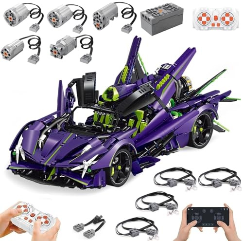 Technik Auto für Apollo EVO, Mit Motoren Set und LED-Licht, 1:8 Groß Auto Modellbausatz, 3664 Teile MOC Klemmbausteine Rennauto Set, Automodell Sammlerstück für Autofans, Keine Originalverpackung