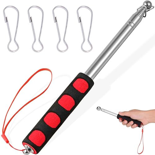 PEVRUAY 2 Metri Asta Telescopica per Bandiera Telescopica per della Bandiera Asta della Bandiera Acciaio Inox Asta Bandiera Telescopica con 4 Clip per Guide Turistiche Insegnanti Campeggio