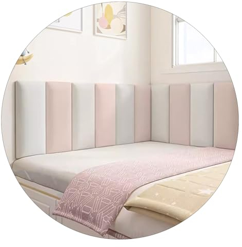 Wzmazingly Selbstklebend Kopfteil Polsterpaneel, Kinder Anti-Kollision 3D Wandpaneele, Technisches Tuch Kopfteil Wandpolster Für Einzelne & Doppel Bett Größe(Light pink,240x50cm)