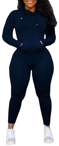 Nimsruc 2 Piece Outfits For Women Sweatsuits Sets Dark Blue XXL