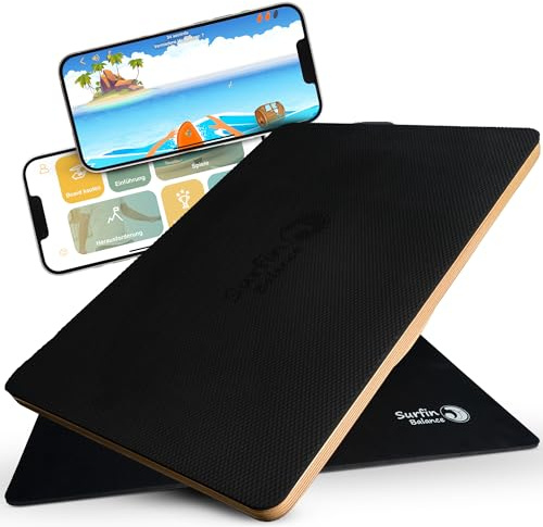Plank Board - einzigartiges Plank & Balance Board, interaktiv & spielend Fit werden mit Spielen & Workouts auf iOS/Android, Core Muskulatur Training, Training für Ganzkörper-Fitness - Surfin Balance