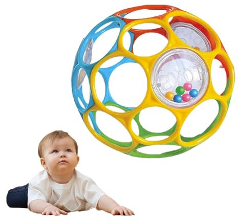 Kikuo Greifball für Babys, Oball Classic Mit Großem Loch, Kinder Greifen Spielball Mit Glockenkugel, BPA-Frei, Oball Klassischer Ball Babyspielzeug für Frühpädagogisches Lernen Neugeborene