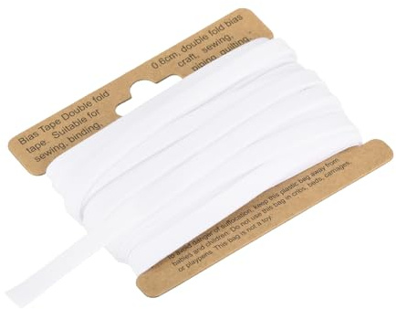 QUARKZMAN 6mm Baumwollköperband Baumwollband Saumband zum Nähen, Säumen, Quilten, Einfassen Handwerk (Weiß 10 Yards)