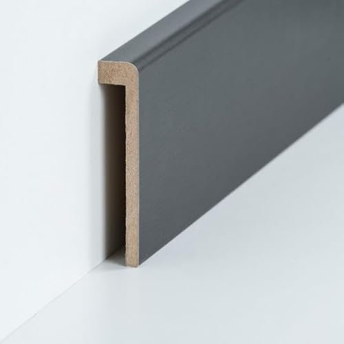 Fliesenabdeckleiste Bis 85 mm Höhe 19 x 96 x 2500 mm MDF-Kern foliert Grau zum Kleben, Schrauben & Nageln Abdeckleiste für Fliesensockel by PROVISTON 12.5 Meter | 5 Stück
