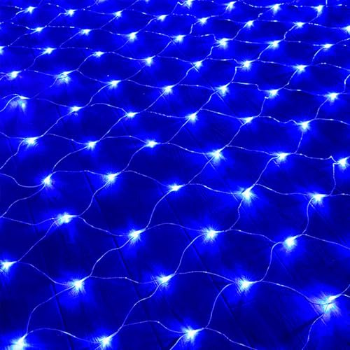 Fslvmin Weihnachtsnetzlichter, 880 LEDs 6 M X 4 M Verbindbare Netzlichter mit 8 Modi, wasserdichte Led-feenkette für Weihnachtsbäume, Büsche, Gartendekorationen Im Freien(2m x 2m 144led, Blue)