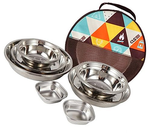 MUSISALY Camping Geschirr Set Für Personen Tragbares Outdoor-Geschirr Edelstahlplatten Schalen Und Besteck Für BBQ Und Picknick Für Wanderungen Und Camping