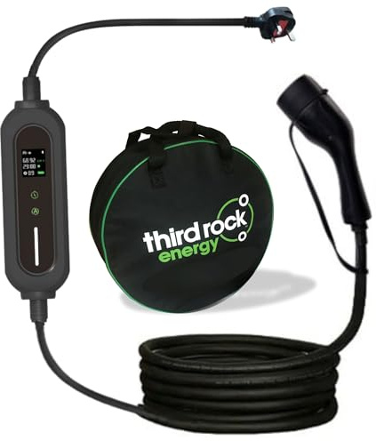 Third Rock Energy® - Type 2, 5 Metre, Electric Vehicle Portable EV Charger, 6A - 13A Variable, UK 3 Pin Plug, 3kW, 5hr Start Delay, Mode 2, 5 Metre