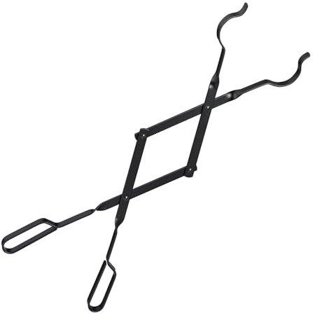 Relaxdays CamRelaxdays Pinza Camino 66,5 cm, Neroino a Legna Lunga, Attrezzo da Caminetto o Stufa, Attizzatoio, Utensile in Acciaio, Nero