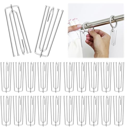 40 Pezzi Ganci in Acciaio Inox con 4 Denti per Tende Pesanti e da Doccia - Binario in Metallo