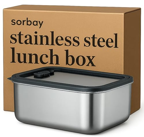 Sorbay Stainless Steel Lunch Box for Kids and Adults 1600ml Stainless Steel Microwave Safe Tiffin Container Metal Lunch Box Metal Food Containers with Lids Leakproof Dishwasher Freezer Oven Safe