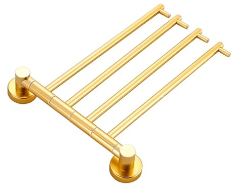 HZEPDVT Handtuchhalter, stanzfreier Handtuchhalter, drehbarer Handtuchhalter, Handtuchstange aus Space-Aluminium, rostfreies Wandbadezimmer, 35 cm/13,78 Zoll Gold(Gold)