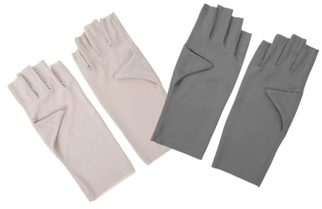 Mikikit 2pares Guantes De Protección Solar Guantes Anti-uñas Para Manicura De Protección Para Uñas De Gel Para Salón De Gris y Beige