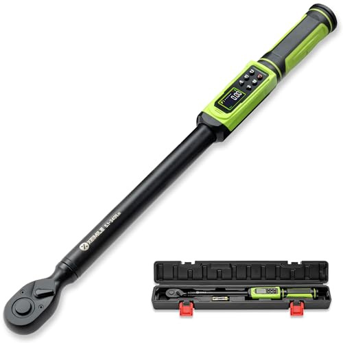 XEIMILE Digital Torque Wrench 1/2Drive-3.8-250.8Ft.Lb/5.1-340N.m,Electric Torque Wrench With Vibration Buzzer LED Indicator,±2% Accuracy Five Units for Bike Motorcycle Car Auto Repair,DIY,Green Black