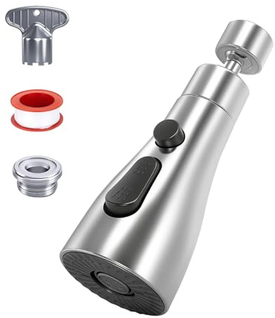 Jomdjmskes 360° Drehbarer Wasserhahn Verlängerung, Tap Attachment Swivelling,Tap with 3 Multifunktions, Extension Aerator Water Saver Filter Sprühkopf, Geeignet für Kitchen Bathroom Tap