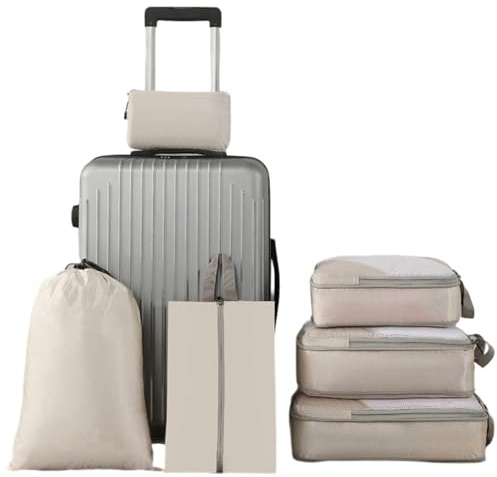 da viaggio – 6 sacchetti di immagazzinaggio, organizer | Imballaggio di borse per bagagli, biancheria da letto, scarpe, articoli da toeletta, copriletto, movimento, aereo, risparmio di
