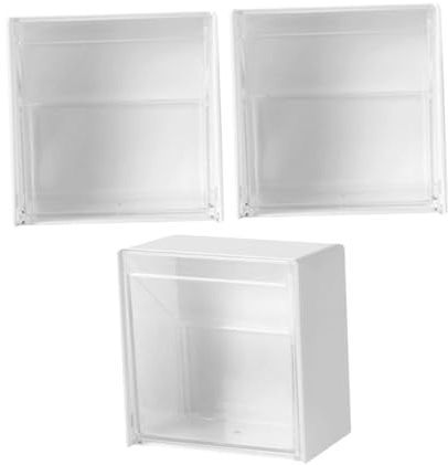 EPIGEIST Organizer Da Parete Per Bagno 3 Scatole Porta Cotton Fioc e Dischetti Di Cotone, Contenitore Resistente e Salvaspazio Per Accessori Cosmetici, Bianco, Per Zona Lavabo