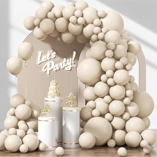 Luftballon Girlande Creme Weiße, 129 Stück Cremeweiße Luftballons Girlande Set, Cremeweiße Latexballons für Girlanden Bögen Geburtstag Hochzeitstage Valentinstag Dekoration (18/12/10/5 Zoll)