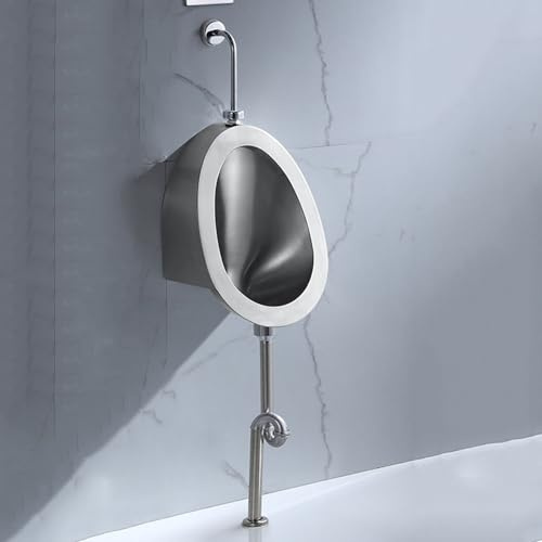 Urinoir mural avec tuyau de vidange, construction en acier inoxydable pour un drainage efficace dans les salles de bains familiales