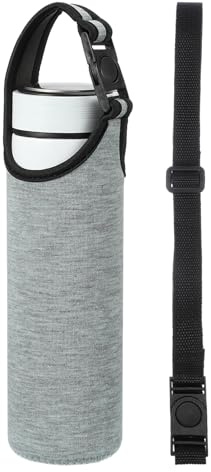 QUARKZMAN 2 Stück Neopren Flaschenhülle 15.5-20oz Mit 2 Trägern Grau | Isolierte Trinkflaschen Tasche, Zusammenklappbare Flaschenhülle Träger
