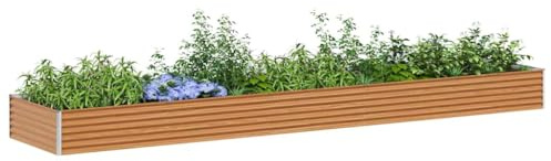 vidaXL Jardinière surélevée 485 x 100 x 36 cm Acier galvanisé, Jardin et Terrasse, Bac à Plantes Métallique, Lit Élevé Extérieur, Solutions pour Espaces Urbains, Design Durable