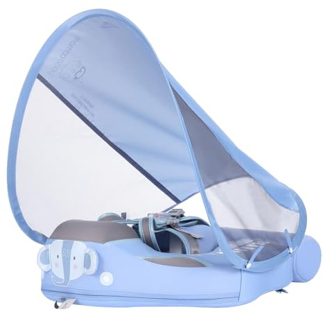 Horett Mambobaby Baby Swim Float Vattentät Simträning för Barn med Baldakin för 3-24 Månader Baby Boys Girls (Blå)