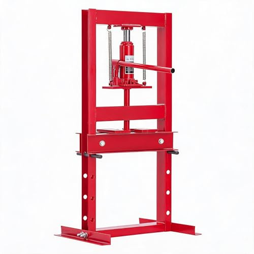 6 Ton Hydraulic Workshop Press, Heavy Duty Hydraulic Bench Press Machine with 4‑Hole Adjustable Height Worktable, h‑Frame Workshop Press with Oil‑Rust‑Resistant for Car Repair, Workshop