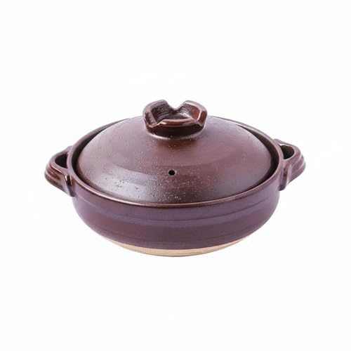 Jiuvaso Casseruola in Terracotta Pentola Tradizionale Giapponese Recipiente Cucina Artigianale Spessa Accumulo Calore Adatta a Cucina Familiare Regalo Ambiente Rustico, 1.2L, Riduzione
