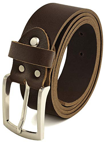 Fa.Volmer ® Gürtel Herren Ledergürtel aus Büffelleder für Männer Jeans Anzug Echtleder Braun 38mm breit kürzbar #GBr40Narb