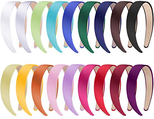 SIQUK 18 Stück Haarreifen Damen Breit Satin Stirnbänder Haarreifen für Damen Mädchen, 18 Farben