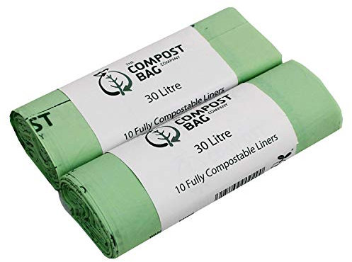 30 Litre x 20 Compostable Caddy Bags - Compost Bag Kitchen Food Waste Compost Liners 30L - EN 13432 - Compost Bag Pedal Bin Bags with Composting Guide