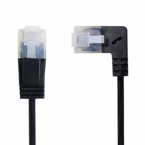cablecc Links abgewinkelt 8P8C STP Cat6 LAN Ethernet-Netzwerk-Patchkabel 90 Grad zum geraden Kabel 50cm