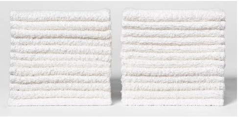 ECO Towels - 24 Pack Soft Washcloths, 100% Natural Cotton, 12x12 Inch Face Towels for Bathroom, Spa, Gym & Hotel Use, Highly Absorbent & Quick Dry, Reusable Cleaning Cloths for Home.