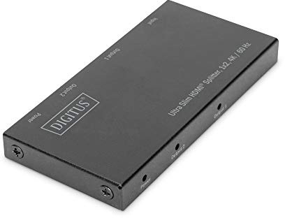 DIGITUS HDMI Splitter 1x2 – In 1-Port, Out 2-Port – UHD 4K 60Hz | HDMI 2.0, HDCP 2.2, 1.4 – HDR, 3D, Deep Color, ESD-Schutz