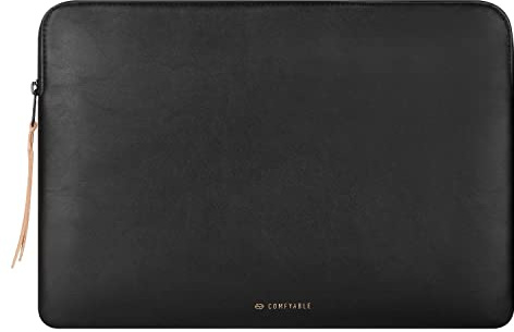 Comfyable Leather Laptop Sleeve Compatible with 16 Inch MacBook Pro M5 Pro/Max 2026 A3428 A3429 & 15 Inch MacBook Air M5 (Loose Fit), Slim Protective PU Bag Waterproof Case for Mac, Black