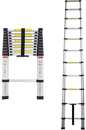 3,2M Teleskopleiter, Mehrzweckleiter Aluminium, 150 kg/330 Pfund Belastbarkeit, Ausziehbar Aluleiter, Ausziehleiter für Dachboden/Kletterdach/Büronutzung/Baujob