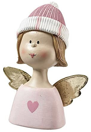 Deko-Engel Engelsbüste mit Mütze rosa/Gold 15 cm Weihnachten