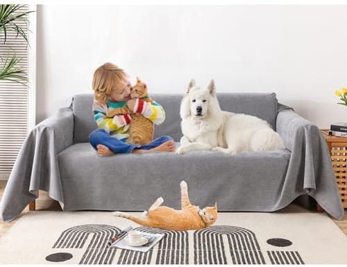 PEXXSUII Sofaüberwürfe Loveseat Abdeckung, Wasserabweisend, Rutschfest, Langlebig, Vollständig, Sofakissen, Stoff, Möbel, Couchschutz für Haustiere Haare Kinder Floppers Hund Katze Kratzer 420 x 180cm