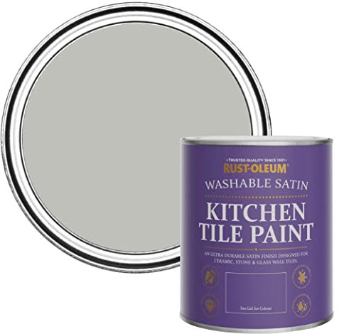 Rust-Oleum Grey water resistant Kitchen Tile Paint in Satin Finish - Flint 750ml