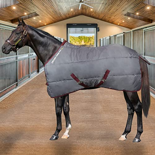 Horses, Couverture de Box Essential 300gr, Couverture de Bonne Facture, Utile pour Protéger Le Cheval des Variations de Température, de la Pluie et des Insectes (155cm, Gris)