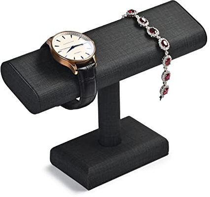 Oirlv PU Leder Uhrenständer,Uhrenhalter Schmuckständer,Watch Stand,Schmuck Armband Organizerständer(Schwarz)