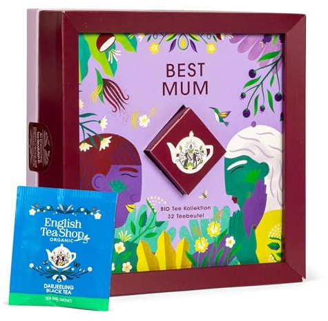 ETS Premium BIO Tee Geschenk Set Best Mum | 32 Teebeutel (4 Sorten) in stilvollem Geschenkset | Perfekt für Mama, Oma zum Geburtstag, Muttertag, Weihnachten