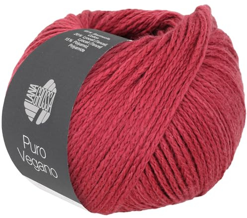 LANA GROSSA Puro Vegano | Kettgarnkonstruktion ohne tierische Fasern | Handstrickgarn aus 65% Baumwolle, 20% Lyocell (Tencel) & 15% Polyamid | 50g Wolle zum Stricken & Häkeln | 90m Garn FB 7