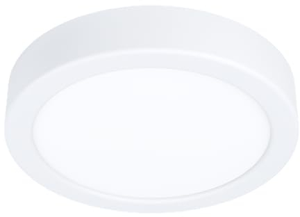 Eglo Plafoniera LED Idun, Rotonda, Metallo e Plastica Bianca, Per Ufficio e Cucina, Bianco Neutro, Ø 17 cm x 3 cm