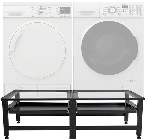 CLP Doppel Waschmaschinen-Untergestell Tampa I Regal Für 2 Geräte I Mit Schubladen, Farbe:schwarz