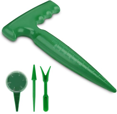 Milifox 4pcs Bulb Planter Tool,Transplanting Widger and Dibber for Planting Seeding Garden Dibber Tool for Vegetable and Flowers